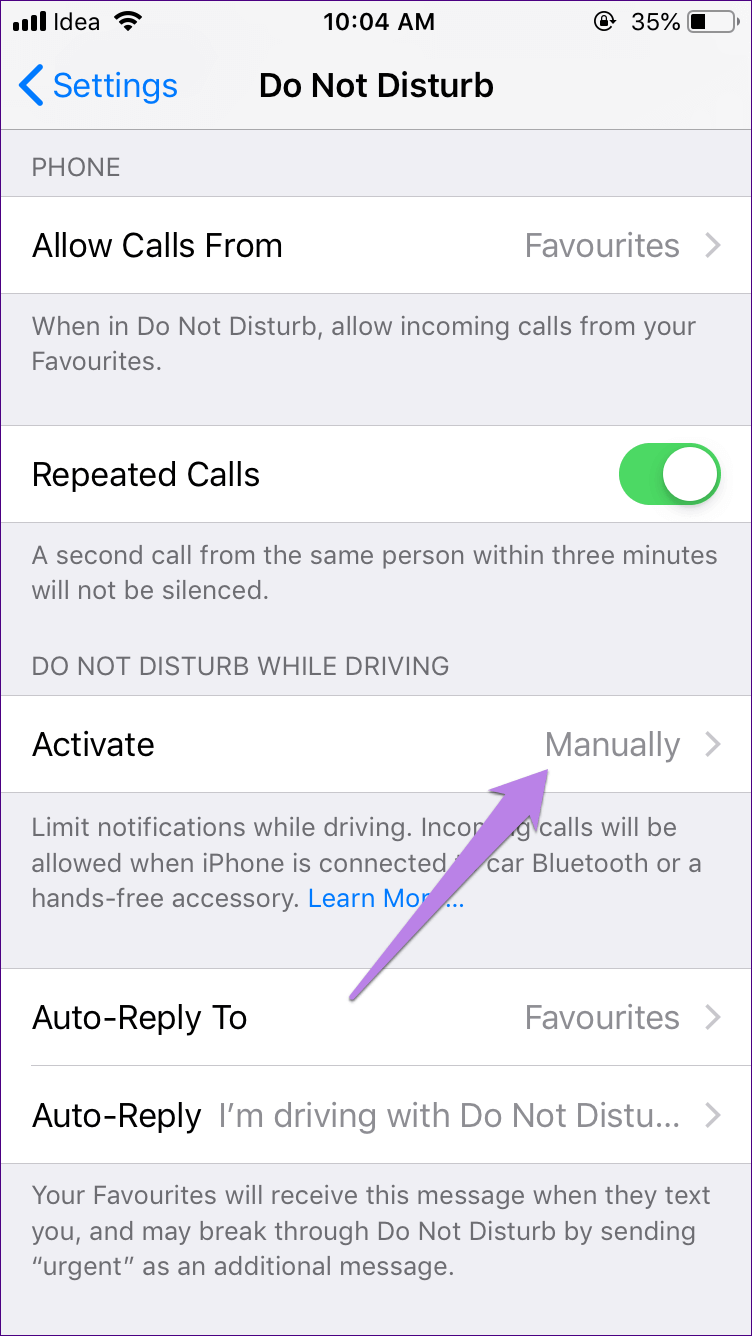 Aktifkan iPhone DND